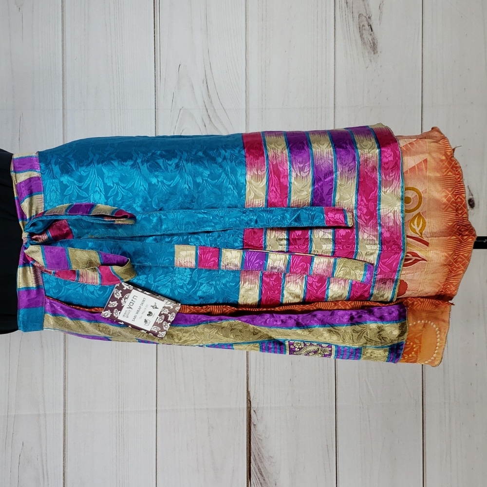 Darn Good Yarn Sari Silk Wrap Skirt Tea XL/Plus